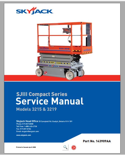 MANUAL DE SERVIÇOS DE OFICINA PDF ELEVADOR TESOURA SJIII 3215 3219 - SKYJACK
