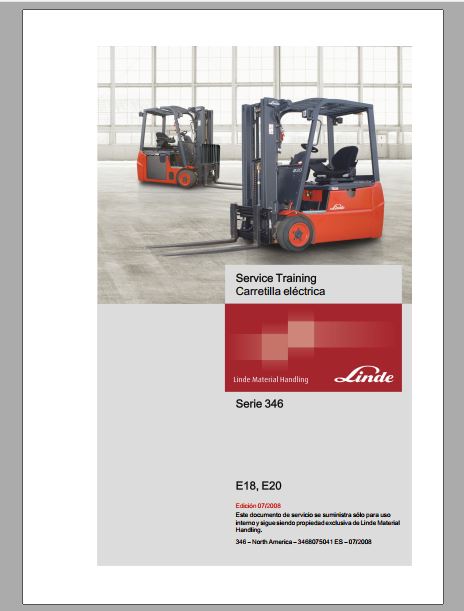 MANUAL DE SERVIÇOS DE OFICINA PDF EMPILHADEIRAS ELÉTRICAS E18, E20 - LINDE