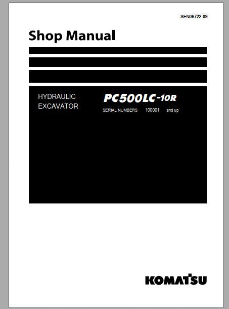 MANUAL DE SERVIÇOS DE OFICINA PDF ESCAVADEIRA HIDRÁULICA PC500LC-10R - KOMATSU