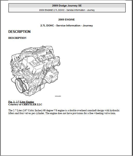 MANUAL DE SERVIÇOS DE OFICINA PDF MOTOR 2.7L DOHC - DODGE JOURNEY