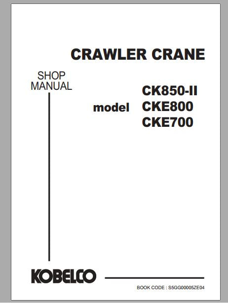 MANUAL DE SERVIÇOS DE OFICINA PDF TRATOR ESTEIRAS CK850-II CKE800 CKE700 - KOBELCO