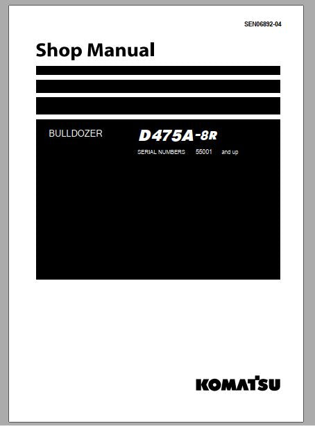 MANUAL DE SERVIÇOS DE OFICINA PDF TRATOR ESTEIRAS D475A-8R - KOMATSU
