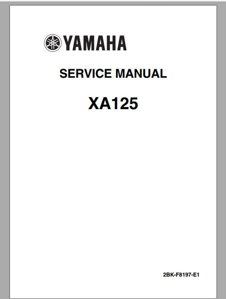 MANUAL DE SERVIÇOS DE OFICINA PDF XA125 - YAMAHA