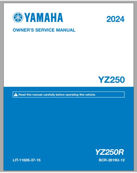 MANUAL DE SERVIÇOS DE OFICINA PDF YZ250R 2024 - YAMAHA