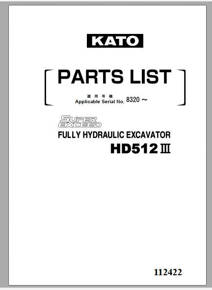 CATALOGO DE PEÇAS PDF ESCAVADEIRA HD512 III - KATO