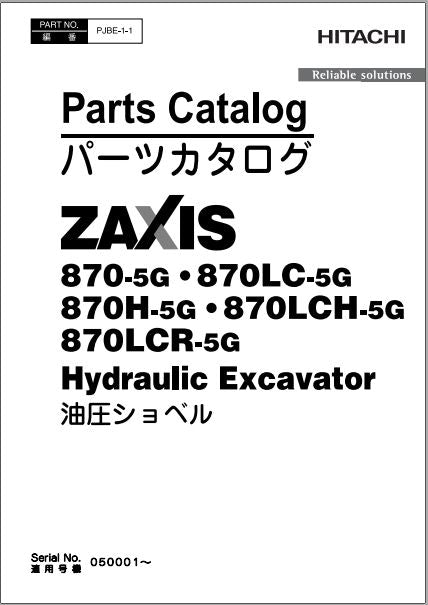 CATALOGO DE PEÇAS PDF ESCAVADEIRA ZX870-5G ZX870LC-5G ZX870LCR-5G - HITACHI