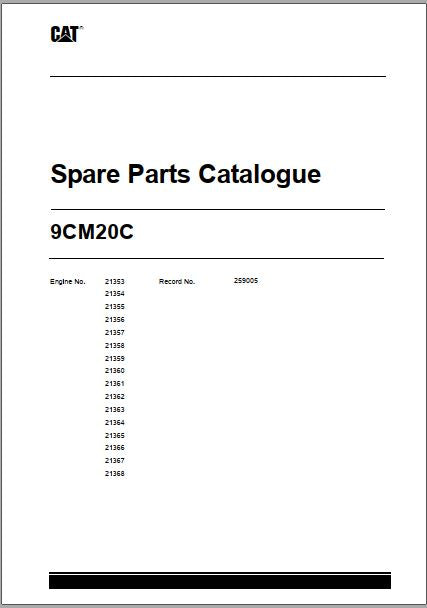 CATALOGO DE PEÇAS PDF GERADOR 9CM20C - CATERPILLAR