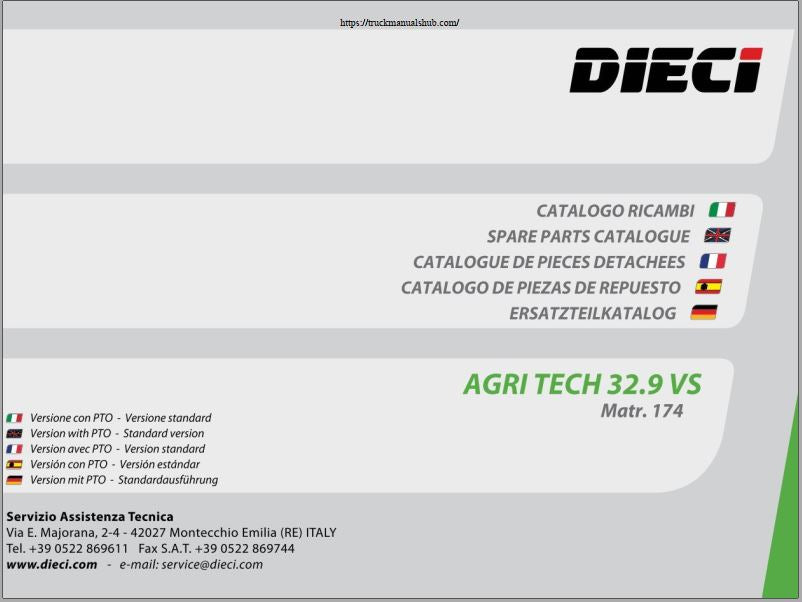 CATALOGO DE PEÇAS PDF MANIPULADOR TELESCÓPICO AGRI TECH 32.9 VS - DIECI