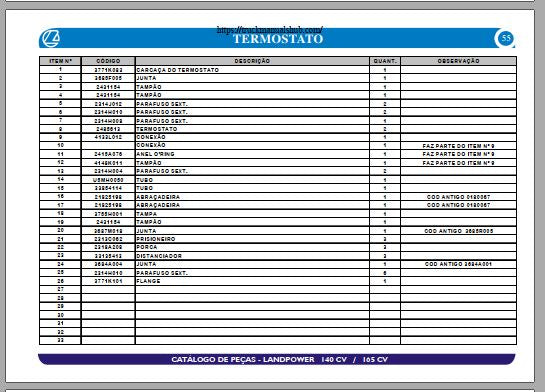 CATALOGO DE PEÇAS PDF TRATORES LANDPOWER 140 CV, 165 CV - LANDINI