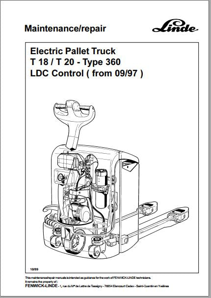 MANUAL DE MANUTENÇÃO E REPAROS PDF PALETES T18 T20 TYPE 360 - LINDE