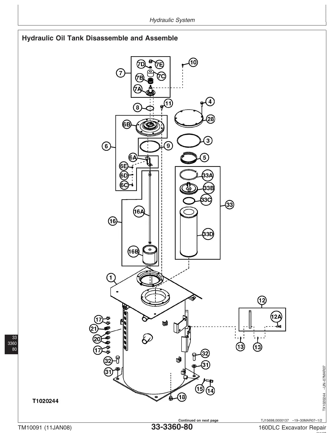 Manual de Serviço John Deere 160DLC — figura de reparo (página interna do PDF)
