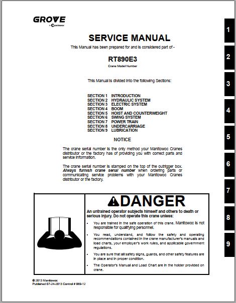 MANUAL DE SERVIÇOS DE OFICINA PDF GUINDASTE RT890E3 - GROVE MANITOWOC