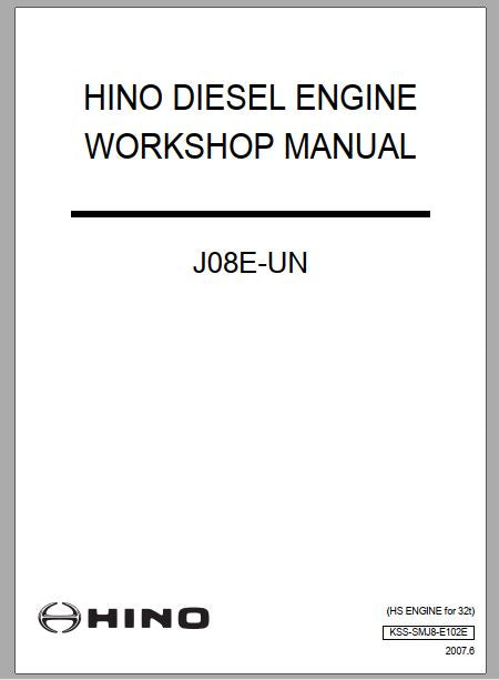 MANUAL DE SERVIÇOS DE OFICINA PDF MOTOR DIESEL J08E-UN - HINO