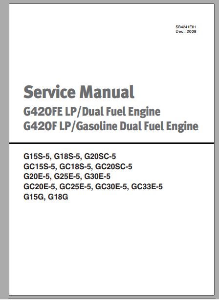 MANUAL DE SERVIÇOS DE OFICINA PDF MOTOR G420FE, LP G420F LP - DOOSAN