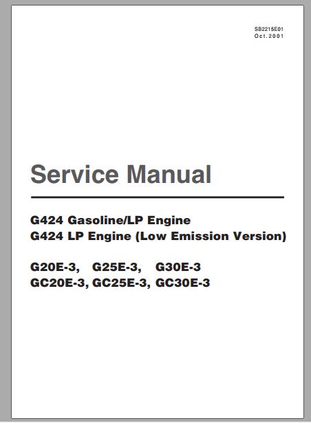 MANUAL DE SERVIÇOS DE OFICINA PDF MOTOR G424 G424 LP G20E G25E G30-3 - DOOSAN