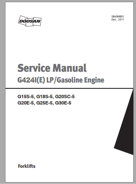 MANUAL DE SERVIÇOS DE OFICINA PDF MOTOR G424I(E)LP - DOOSAN