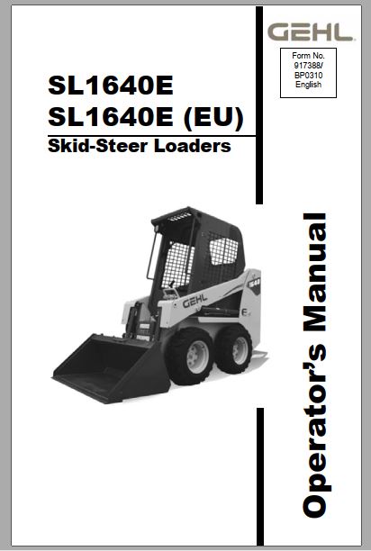 MANUAL DO OPERADOR PDF MINI CARREGADEIRA SL1640E SL1640E (EU) - GEHL