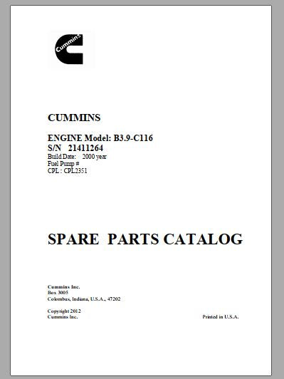 CATALOGO DE PEÇAS PDF MOTOR B3.9-C116 - CUMMINS