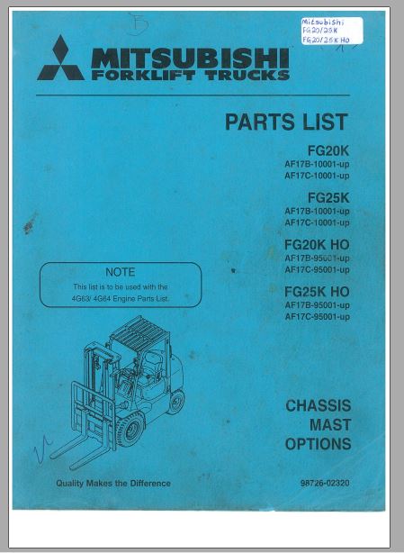 LISTA DE PEÇAS - MITSUBISHI FG20K