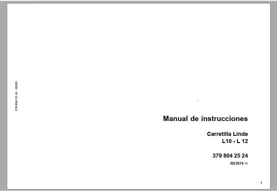 manual de instrução carretilla linde L10- L12