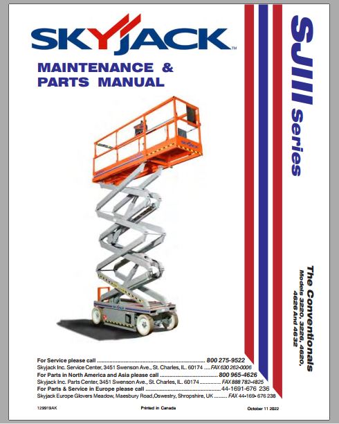 MANUAL DE MANUTENÇÃO E PEÇAS - SKYJACK 3220, 3226