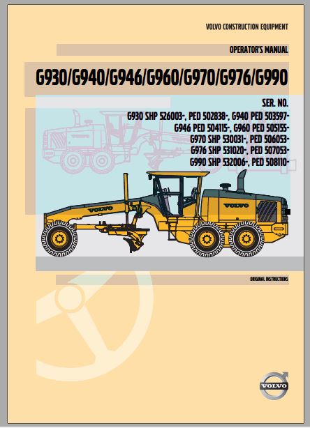 manual técnico Volvo motoniveladora série G - documentação do lâmina e sistema de articulação