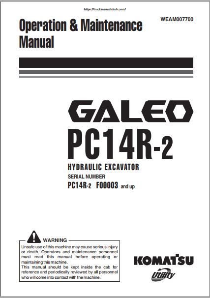 MANUAL DE OPERAÇÃO E MANUTENÇÃO - KOMATSU GALEO PC14R-1