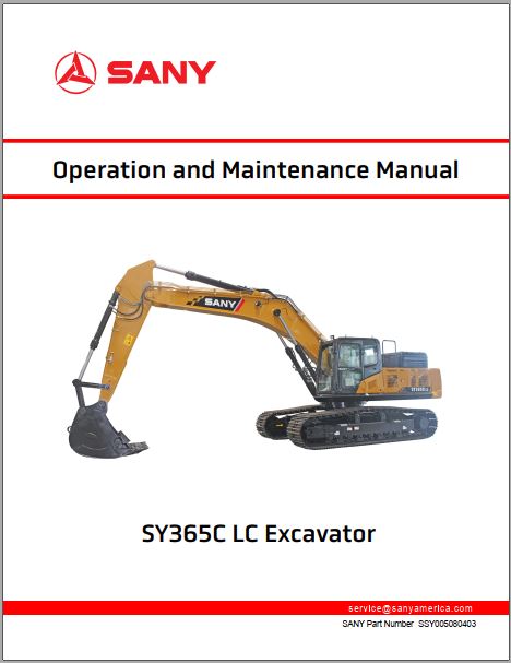 MANUAL DE OPERAÇÃO E MANUTENÇÃO - SANY SY365C LC