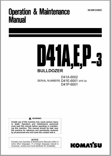 MANUAL DE OPERAÇÃO SEAM124BO5 D41AEP-³BULLDOZER