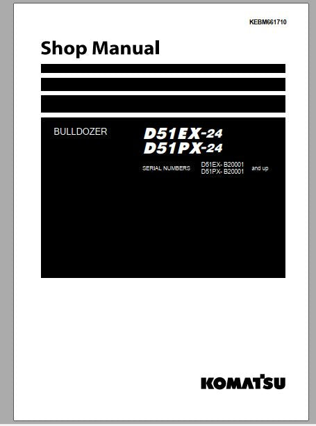 MANUAL DE SERVIÇOS DE OFICINA PDF TRATOR ESTEIRA D51EX-24, D51PX-24 - KOMATSU