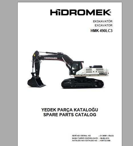 CATALOGO DE PEÇAS PDF ESCAVADEIRA HIDRÁULICA HMK 490LC-3 - HIDROMEK