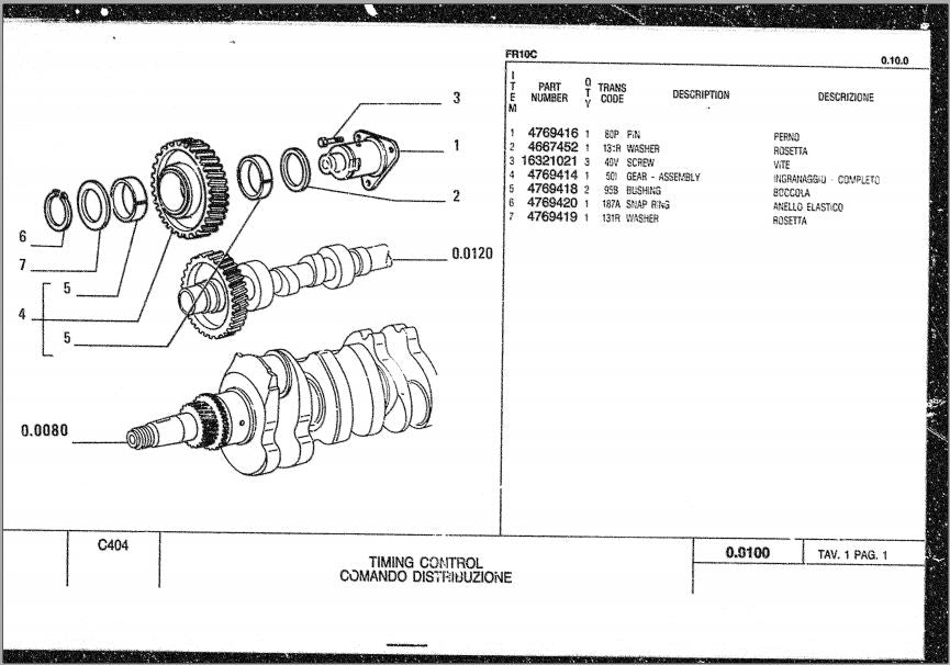 catalago de pecas retroescavadeira FR10C fiat allis