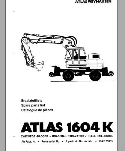 CATALOGO DE PEÇAS PDF ESCAVADEIRA DE RODAS 1604K - ATLAS WEYHAUSEN