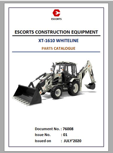 CATALOGO DE PEÇAS PDF RETROESCAVADEIRA XT-1610 LINHA BRANCA - ESCORTS