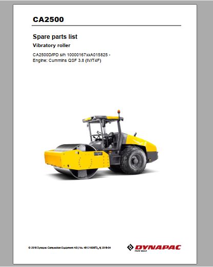 CATALOGO DE PEÇAS PDF ROLO VIBRATÓRIO CA2500 - DYNAPAC