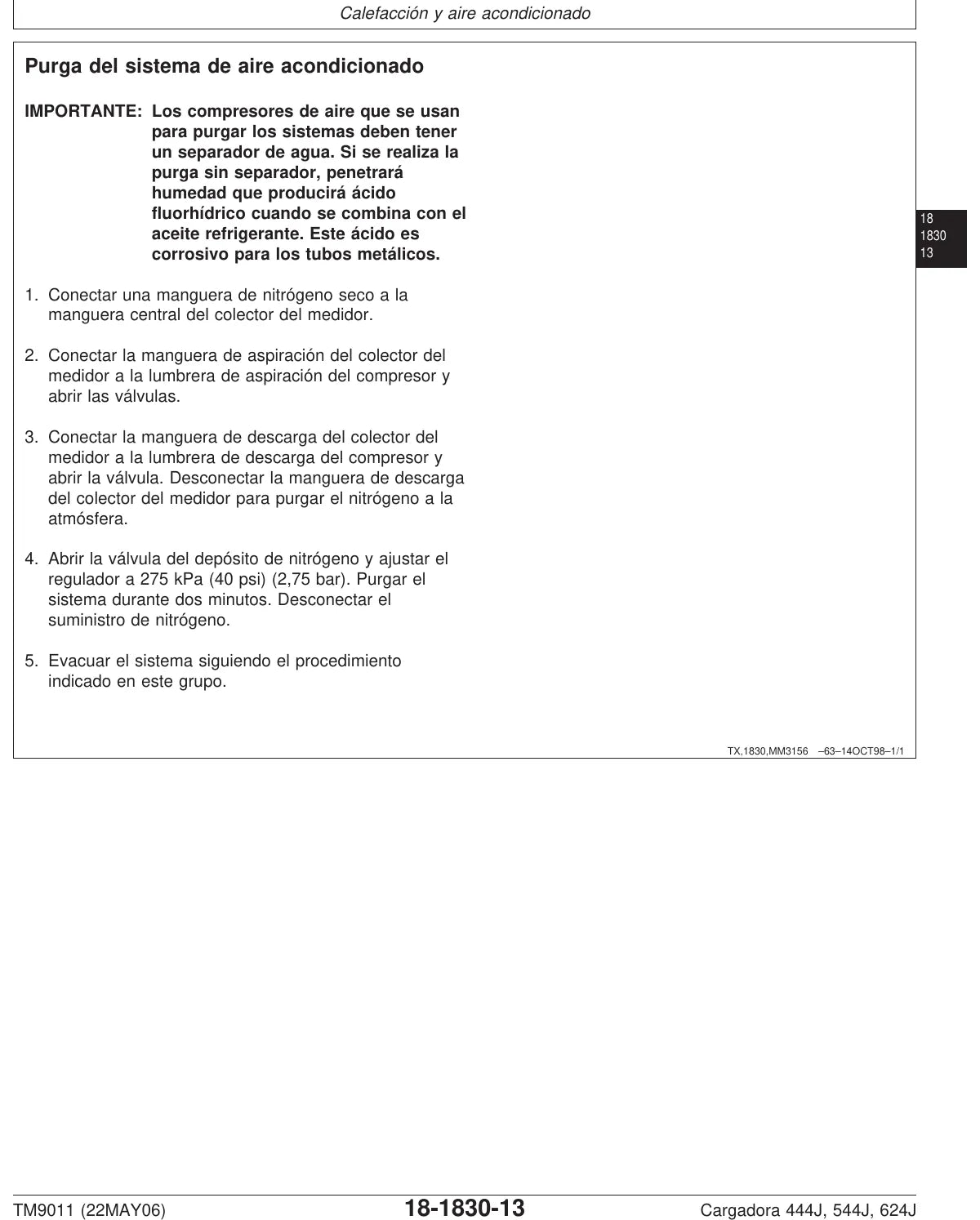 Manual de Serviço John Deere 444J · 544J · 624J — procedimento de serviço (página interna do PDF)