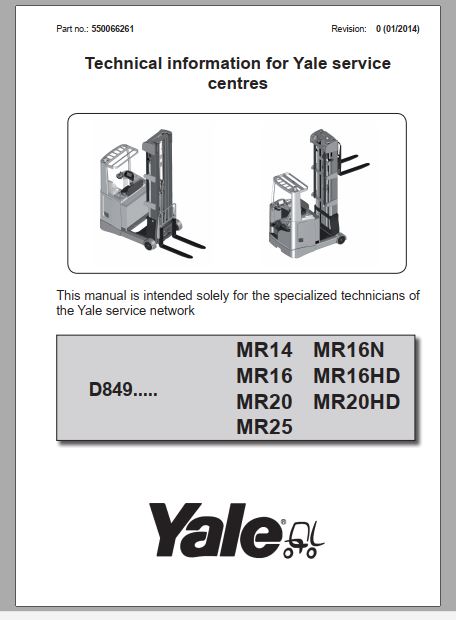 MANUAL ELÉTRICO PDF EMPILHADEIRAS MR14, MR16N, MR16, MR16HD, MR20, MR20HD, MR25 - YALE
