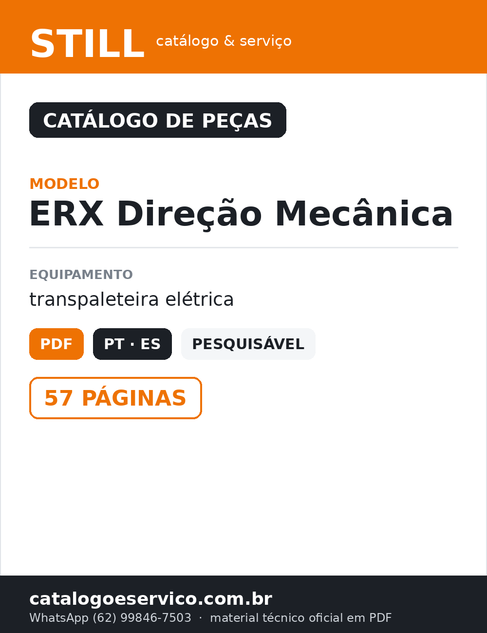 Catálogo de Peças STILL ERX Direção Mecânica — Transpaleteira elétrica