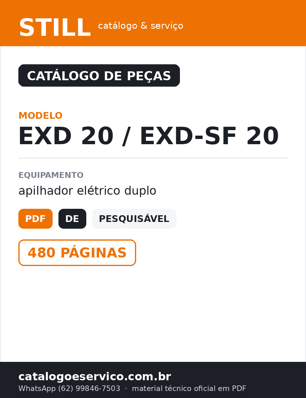 Catálogo de Peças STILL EXD 20 / EXD-SF 20 — Apilhador elétrico duplo (Alemão)