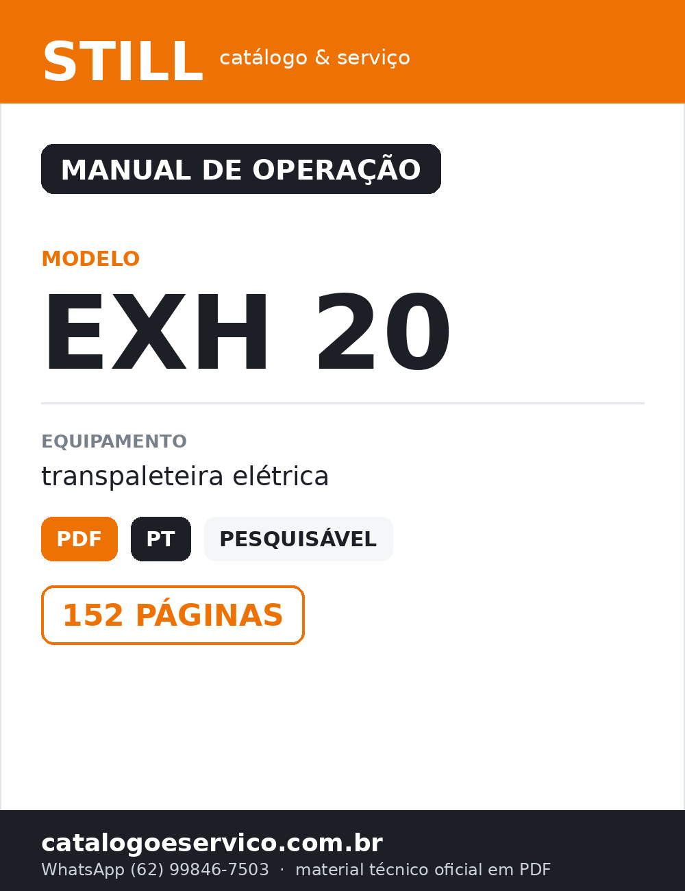 Manual de Operação STILL EXH 20 — Transpaleteira elétrica