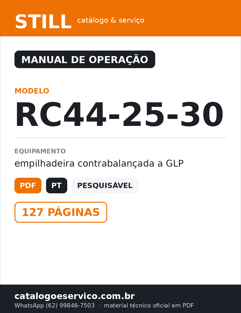 Manual de Operação STILL RC44-25-30 — Empilhadeira contrabalançada a GLP