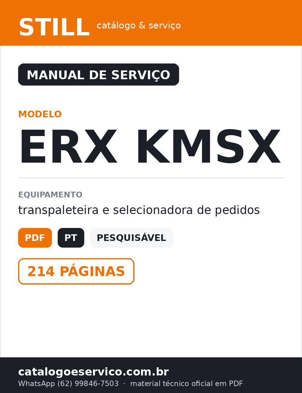 Manual de Serviço STILL ERX KMSX — Transpaleteira e selecionadora de pedidos
