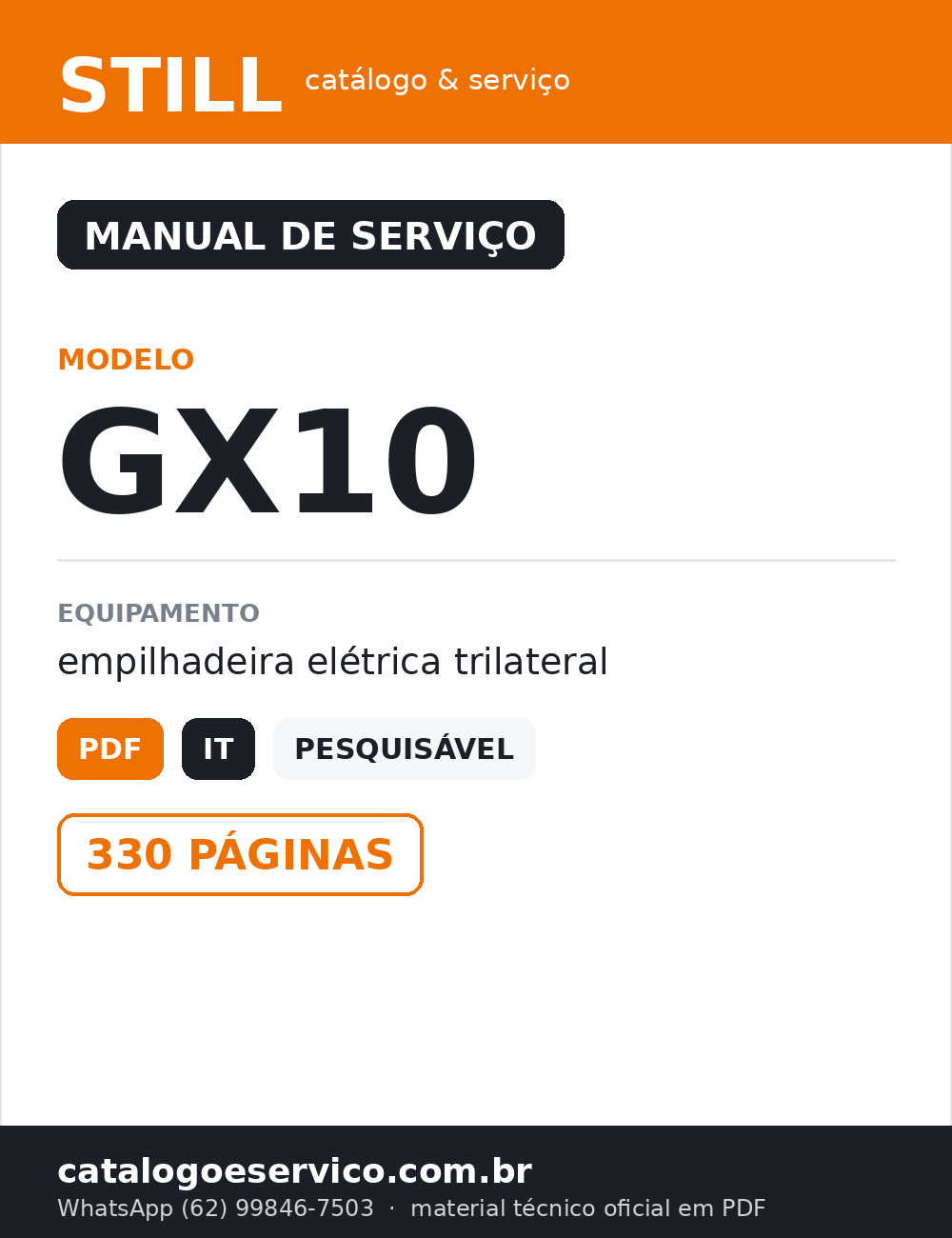 Manual de Serviço STILL GX10 — Empilhadeira elétrica trilateral (Italiano)