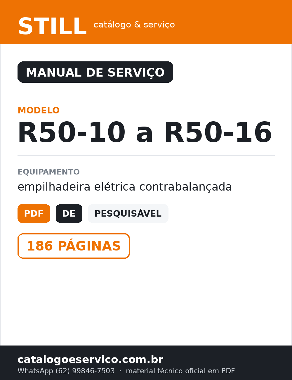 Manual de Serviço STILL R50-10 a R50-16 — Empilhadeira elétrica contrabalançada (Alemão)