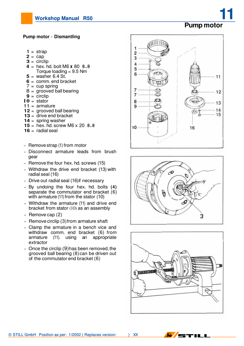 Manual de Serviço STILL R50-10 a R50-16 — Empilhadeira elétrica contrabalançada (Alemão) — diagrama de peças 1