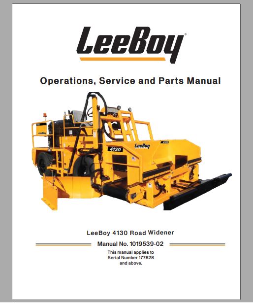 MANUAL DE SERVIÇOS E CATALOGO DE PEÇAS PDF ALARGADOR DE ESTRADA 4130 - LEEBOY