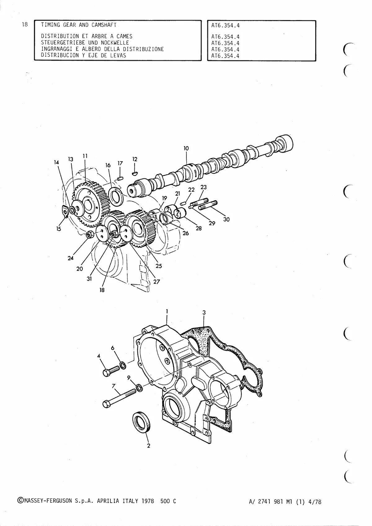 Massey Ferguson 500C Trator Esteira — trator, vista explodida 1