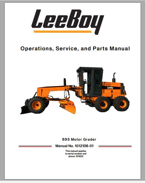 MANUAL DE SERVIÇOS E CATALOGO DE PEÇAS PDF MOTONIVELADORA 695 - LEEBOY