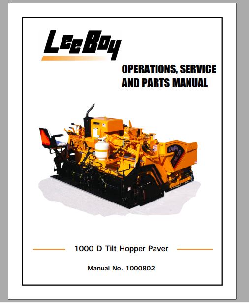MANUAL DE SERVIÇOS E CATALOGO DE PEÇAS PDF PAVIMENTADORA 1000 D - LEEBOY