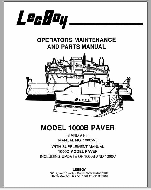MANUAL DE SERVIÇOS E CATALOGO DE PEÇAS PDF PAVIMENTADORA 1000B - LEEBOY